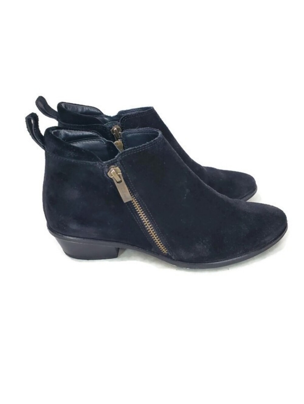 Paul Green Jillian Suede Leather Muchen Black Ankle Boots  4 UK/6.5 US Side Zip